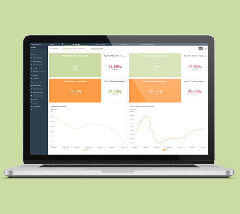 Datenbasiertes Unternehmen mit personalisierten analytischen Dashboards der neuen Generation bei SALESmanago